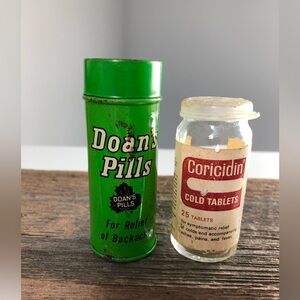 Vintage 1960’s Doan’s Pills Tin & Coricidin Bottle